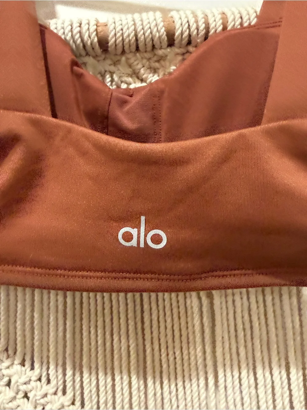 Alo yoga airbrush cinched bra tan size S retail